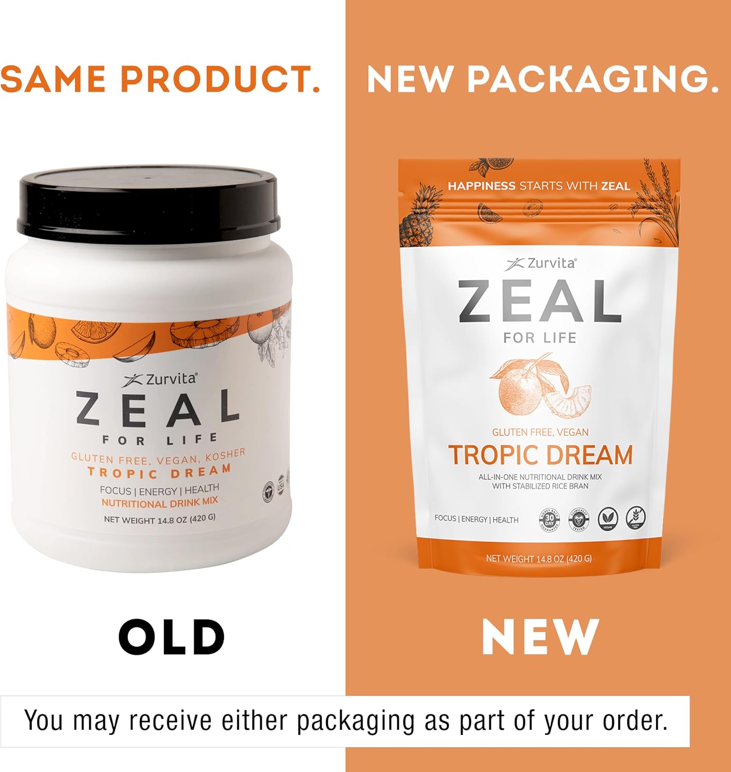 Zurvita - Zeal for Life 30-Day Wellness Bag - Sabor Tropic Dream, 420 g