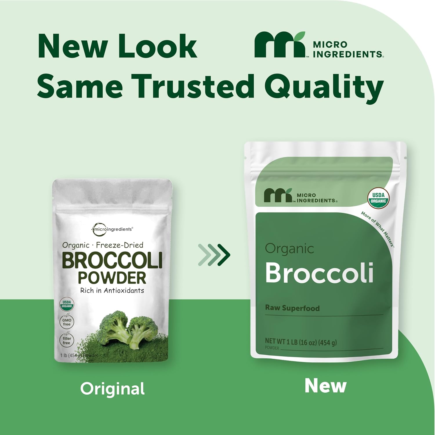 Micro Ingredients Polvo de Brócoli Orgánico, 454 g | Brócoli Crudo en Polvo | para Batidos, Bebidas y Recetas | Ecológico, Sin OMG, Sin Gluten, Vegano