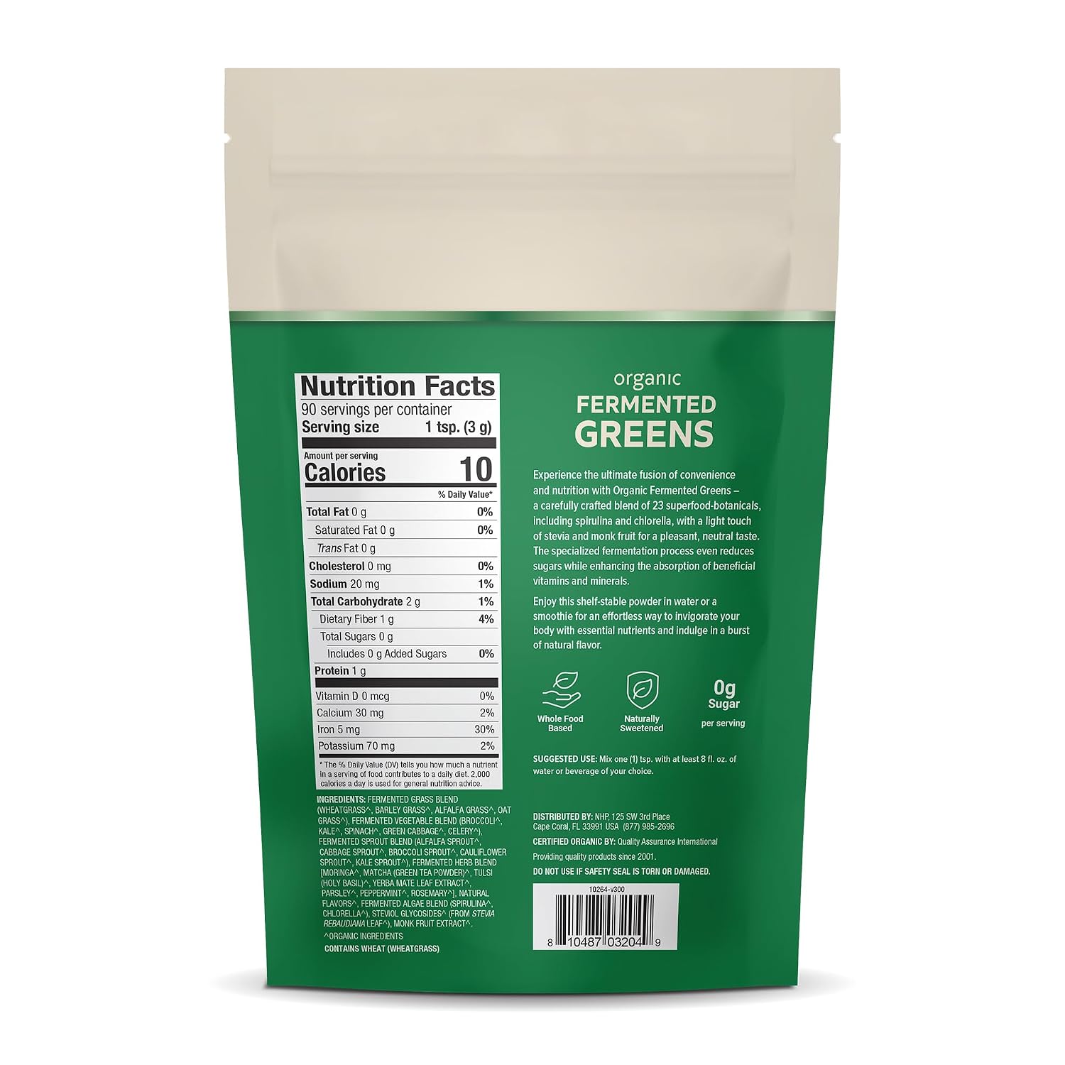 Dr. Mercola Polvo de Verduras Fermentadas Ecológicas - Apoya la Salud Digestiva y Celular - Certificado Ecológico, Sin OGM y Sin Soja - 269 g (90 Dosis)