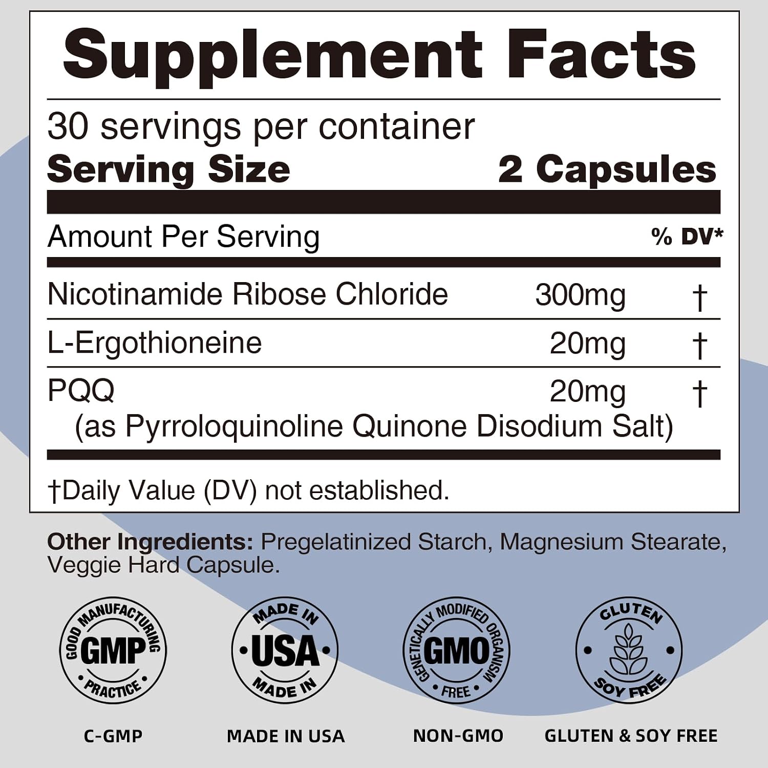 REOTT Suplemento de Nicotinamida Ribósido (NR) 300 mg, Apoyo NAD+, 60 Cápsulas, con L-Ergotioneína y PQQ para Salud Celular y Envejecimiento Saludable
