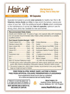 HealthAid Hair-VIT Suplemento Capilar – 90 Cápsulas