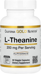 California Gold Nutrition L-Teanina con AlphaWave®, 200 mg, 60 Cápsulas Vegetales