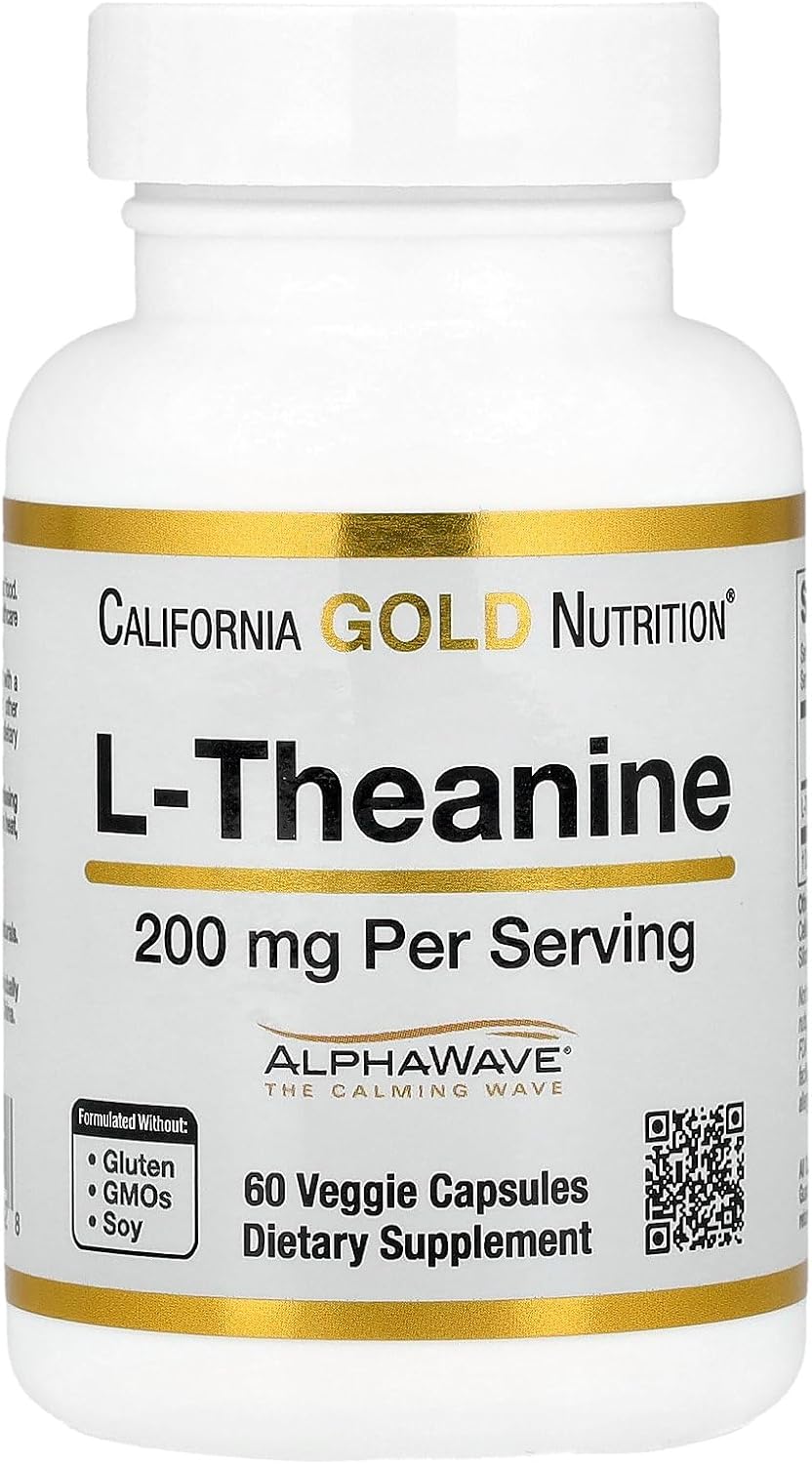 California Gold Nutrition L-Teanina con AlphaWave®, 200 mg, 60 Cápsulas Vegetales
