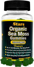 Vitastars Gominolas Orgánicas de Sea Moss con Vinagre de Manzana, Bardana y Fucus | 3000 mg, 60 Gominolas