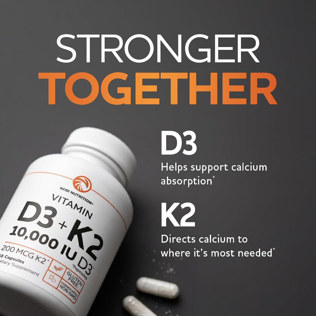 Vitamina D3 K2 10000 UI + 200 mcg MK-7 – 60 Cápsulas (2 Meses)
