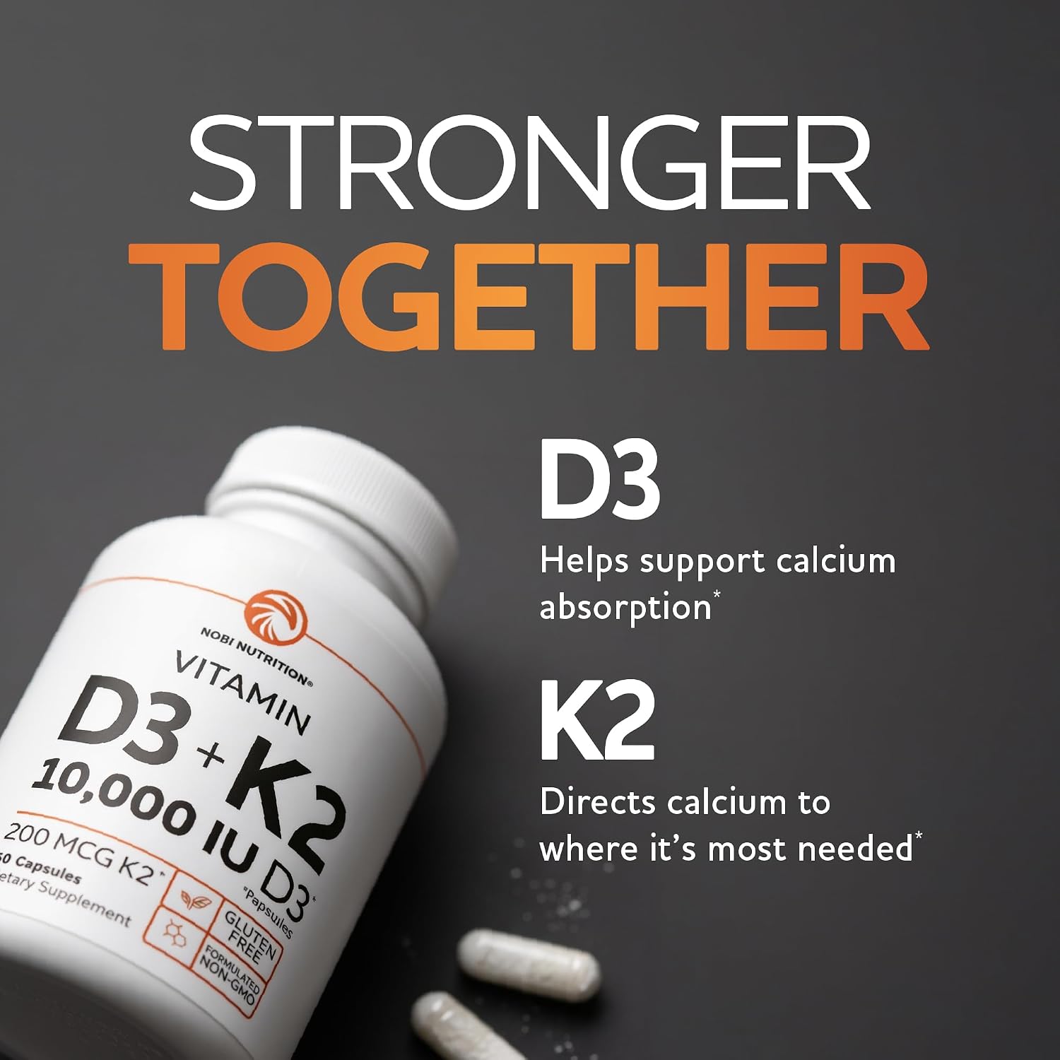 Vitamina D3 K2 10000 UI + 200 mcg MK-7 – 60 Cápsulas (2 Meses)