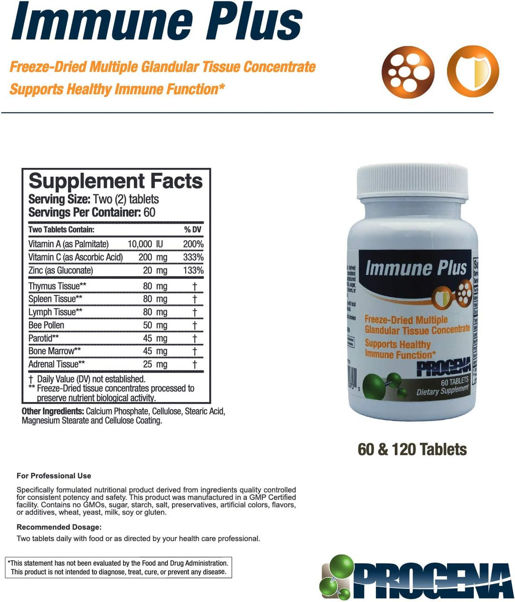 PROGENA - Concentrado de Tejido Glandular Múltiple Immune Plus (120 Cápsulas)