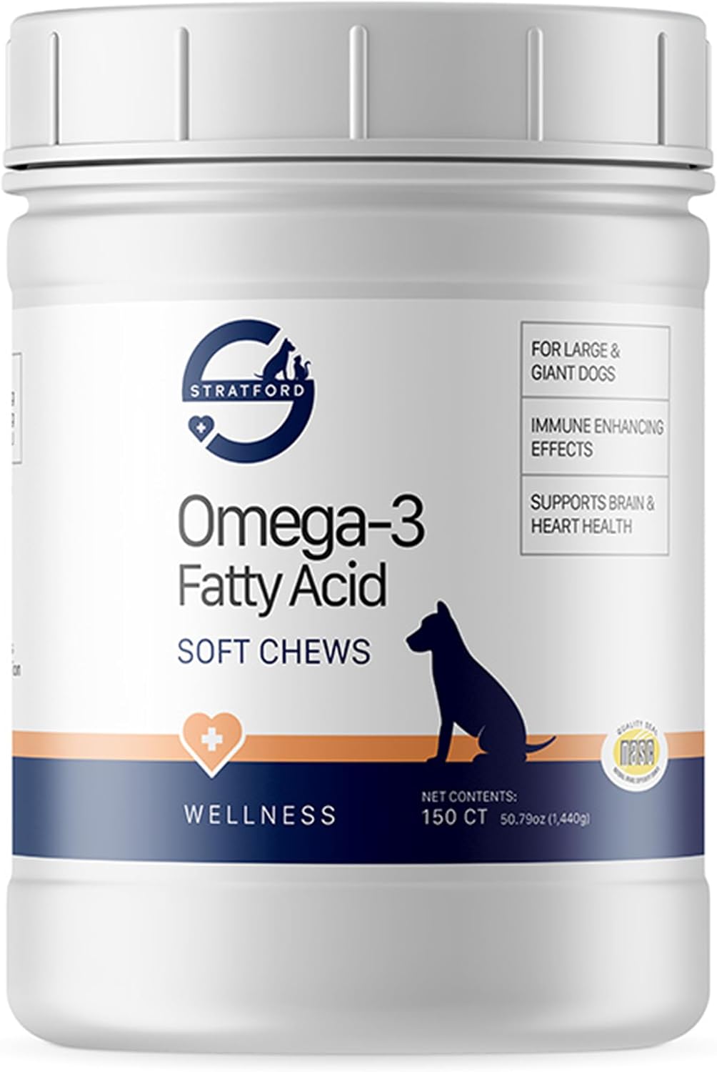 Pharmaceuticals EZ Chew Omega-3 Fatty Acid Soft Chew Max Strength para Perros Grandes y Gigantes - 150 unidades