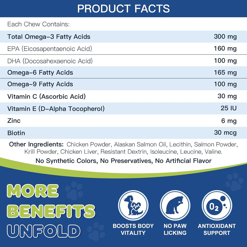 NATURE TARGET Omega 3 para perros, 180 masticables sabor pollo