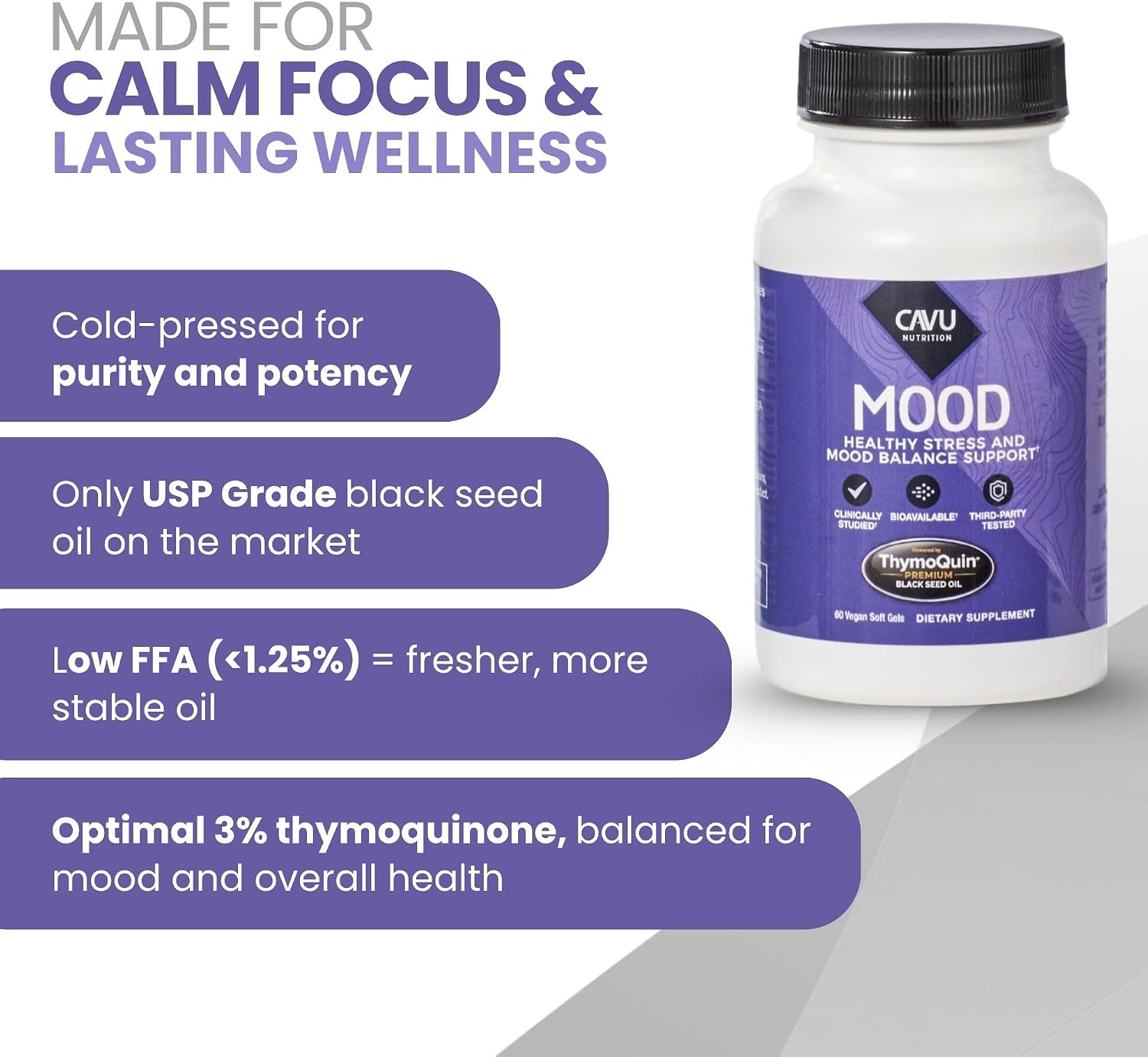 ThymoQuin Mood Support Supplement con Aceite de Semillas Negras | 60 Cápsulas Blandas