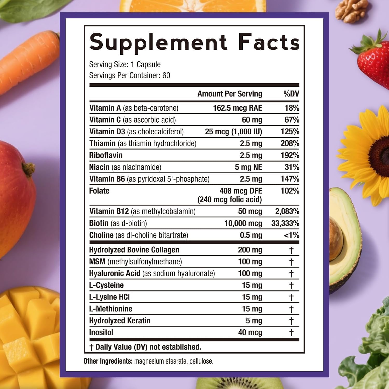 Doctor's Recipes Biotin Complex, 10.000 mcg, 60 Cápsulas - Complejo para Cabello, Piel y Uñas con Colágeno, Keratina, MSM y Vitaminas