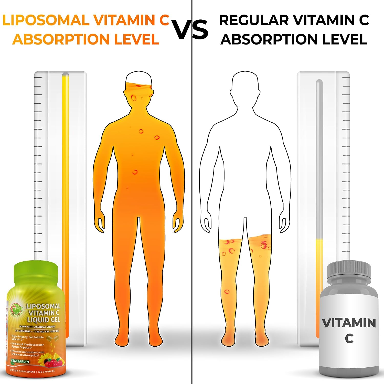 Vitamina C Liposomal 1100 mg con Acerola Orgánica – 120 Cápsulas Líquidas de Gel