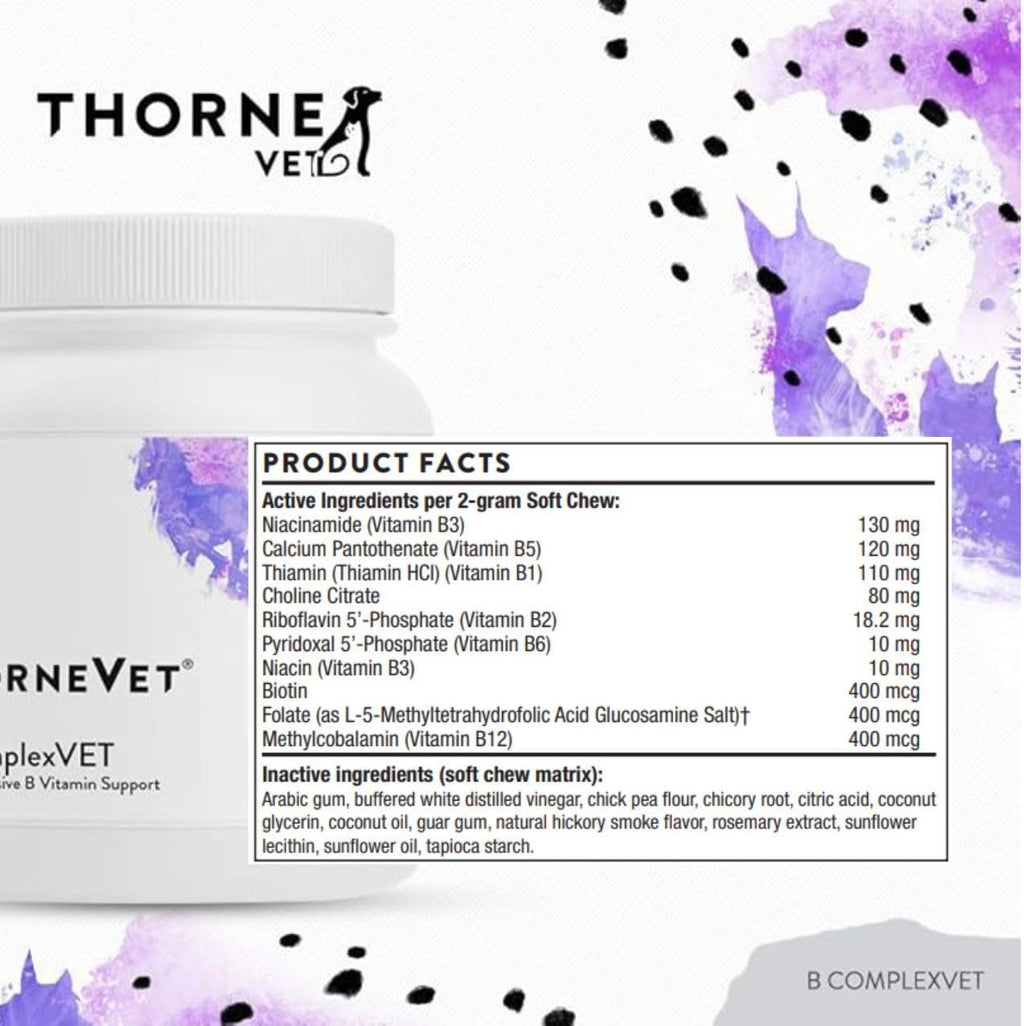 ThorneVET B ComplexVET – Complejo B para Perros y Gatos - 60 Masticables Blandas