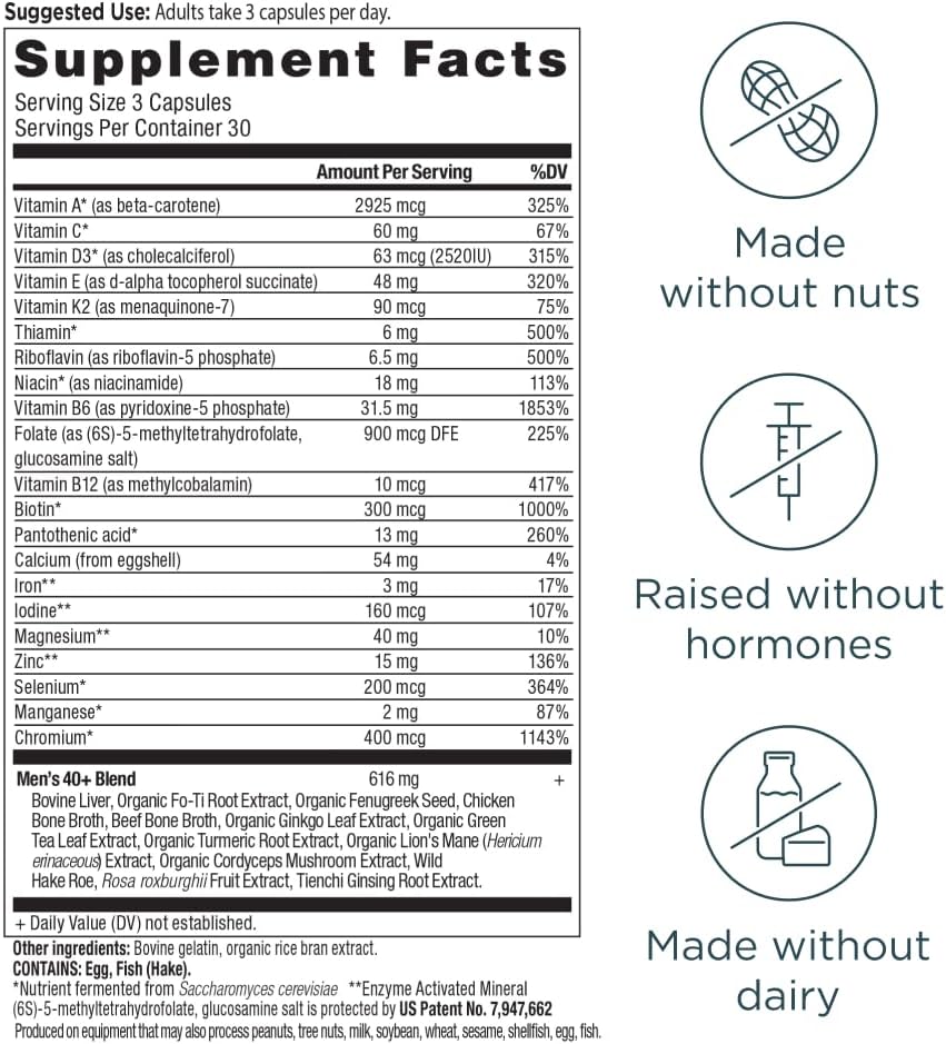 Ancient Nutrition Men's 40+ Multivitamínico 3 Días, 90 Cápsulas