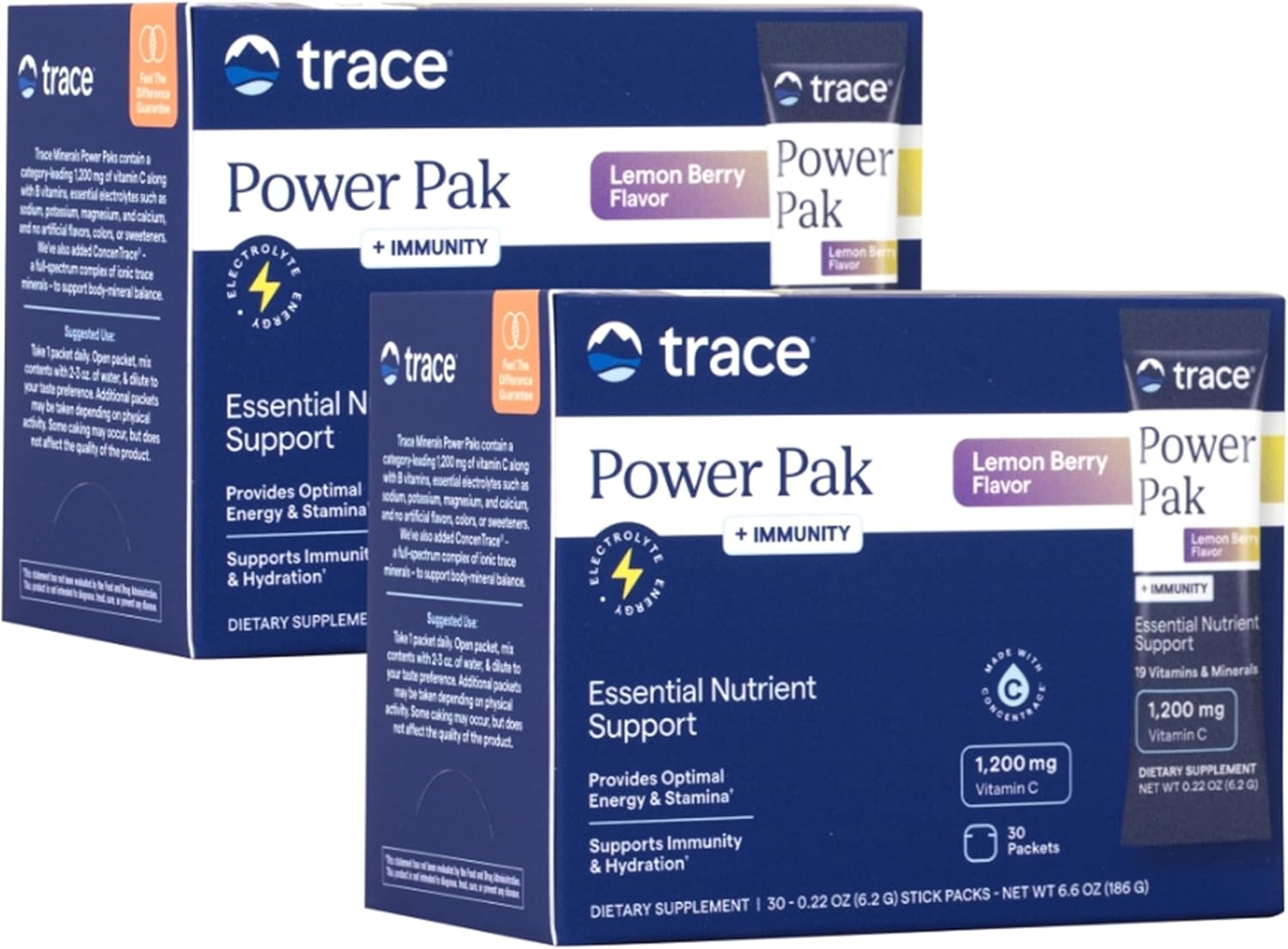 Trace Minerals Power Pak Plus Immunity - Suplemento de apoyo a la hidratación y la inmunidad - Sabor pomelo, 30 sobres