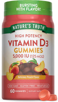 Nature's Truth Vitamin D3 Gummies 5000 IU - 60 Gominolas sabor melocotón