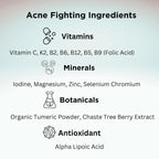 Clear Skin Acne Vitamin System | 20 Antioxidants and Minerals | 240 Capsules