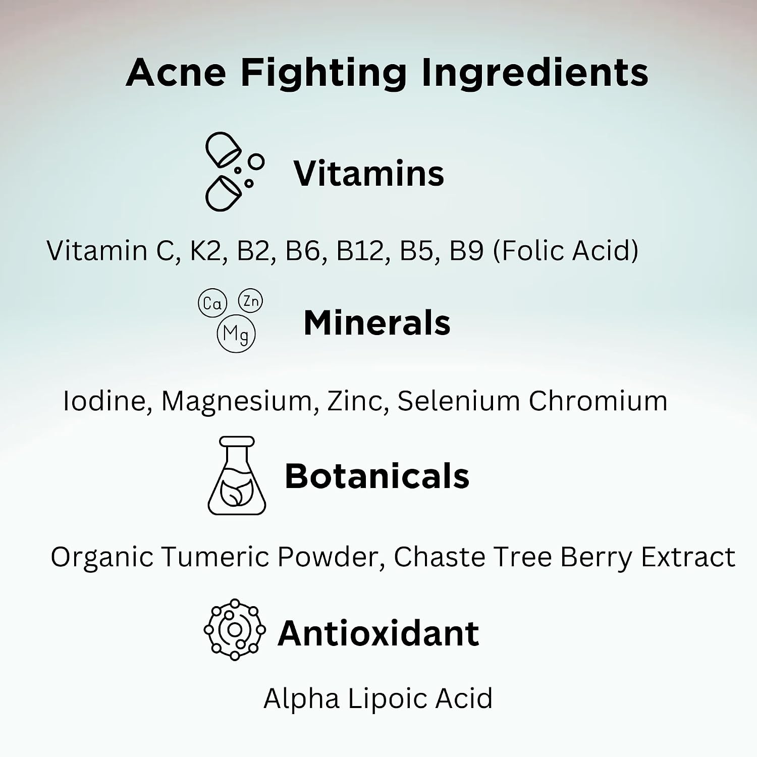 Clear Skin Acne Vitamin System | 20 Antioxidants and Minerals | 240 Capsules
