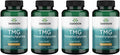 Swanson TMG Trimetilglicina - 90 Cápsulas (500mg) - Pack de 4