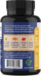 ForestLeaf Vitamina D3 + K2 (MK7) MenaQ7 - 5000 UI - 60 Cápsulas Vegetales