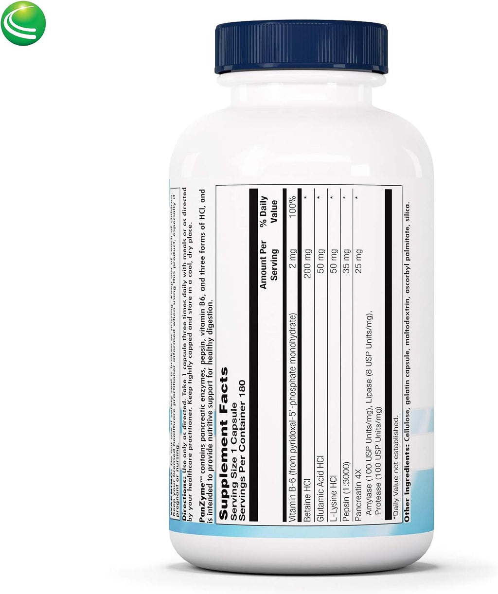 Nutra BioGenesis PanZyme - Multienzima con Betaina HCL y Pepsin - 180 Cápsulas