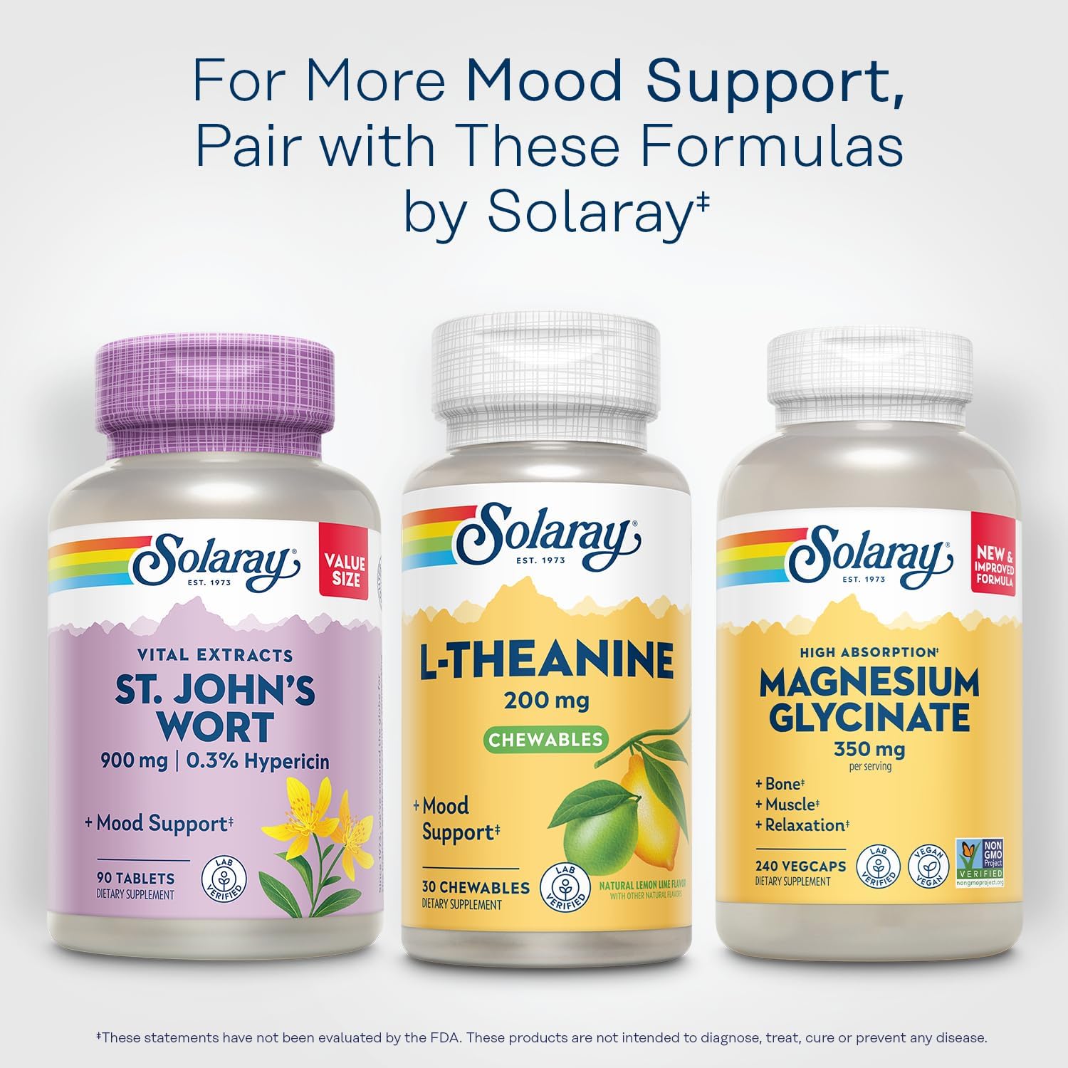 SOLARAY L-Teanina 200mg con Vitamina B6 - 30 Comprimibles Sabor Limón Lima