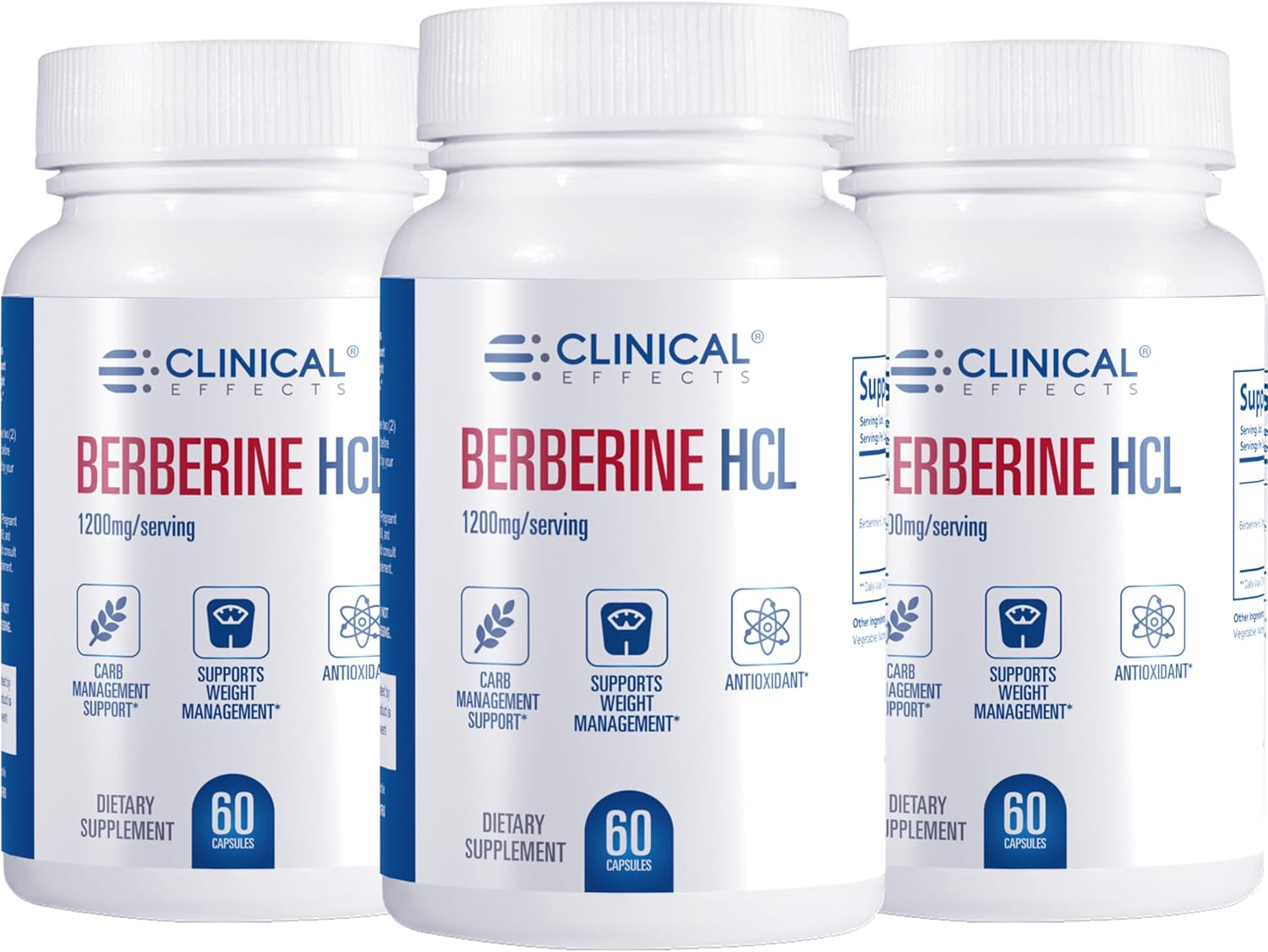 Clinical Effects Berberina HCL 1200mg - Pack de 3 - Suplemento Vegano