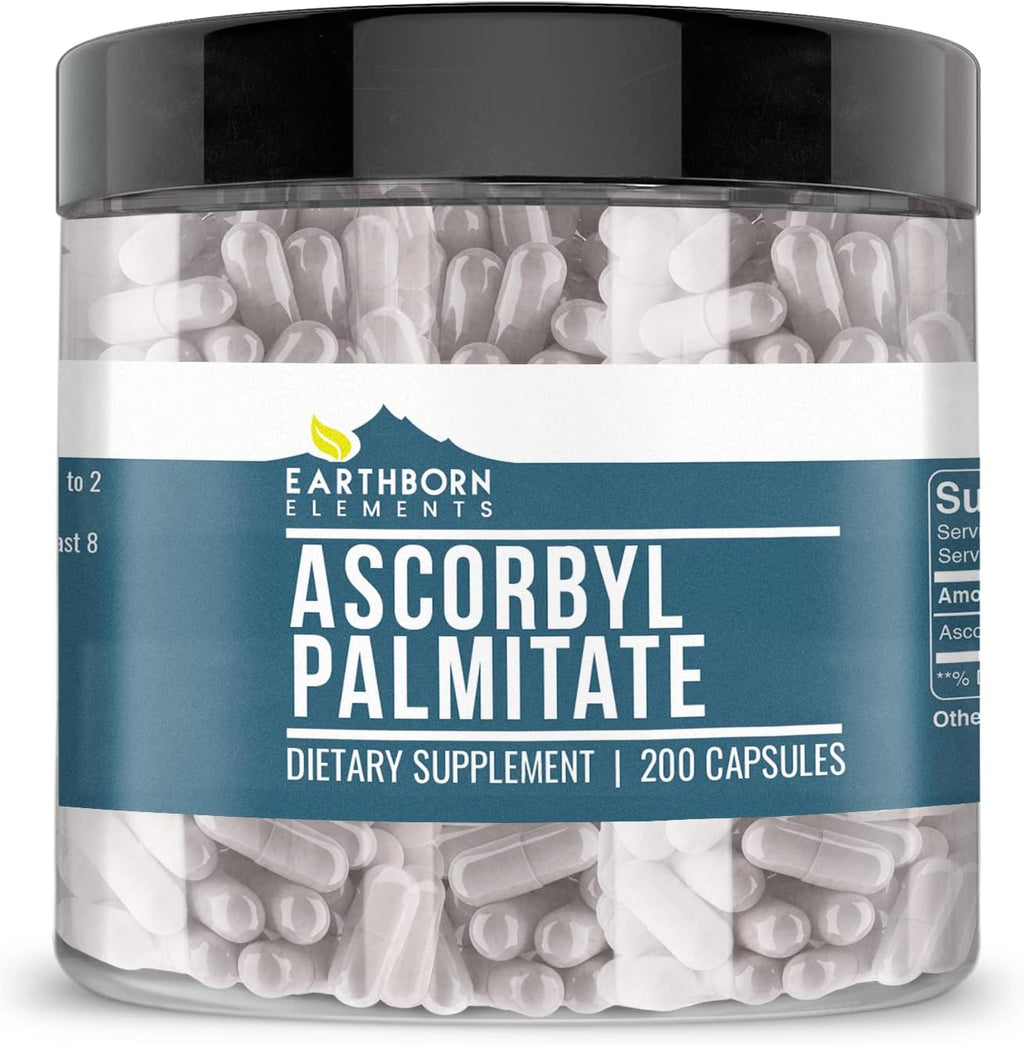 Earthborn Elements Ascorbil Palmitato 200 Cápsulas, Puro y sin Diluir, Sin Aditivos