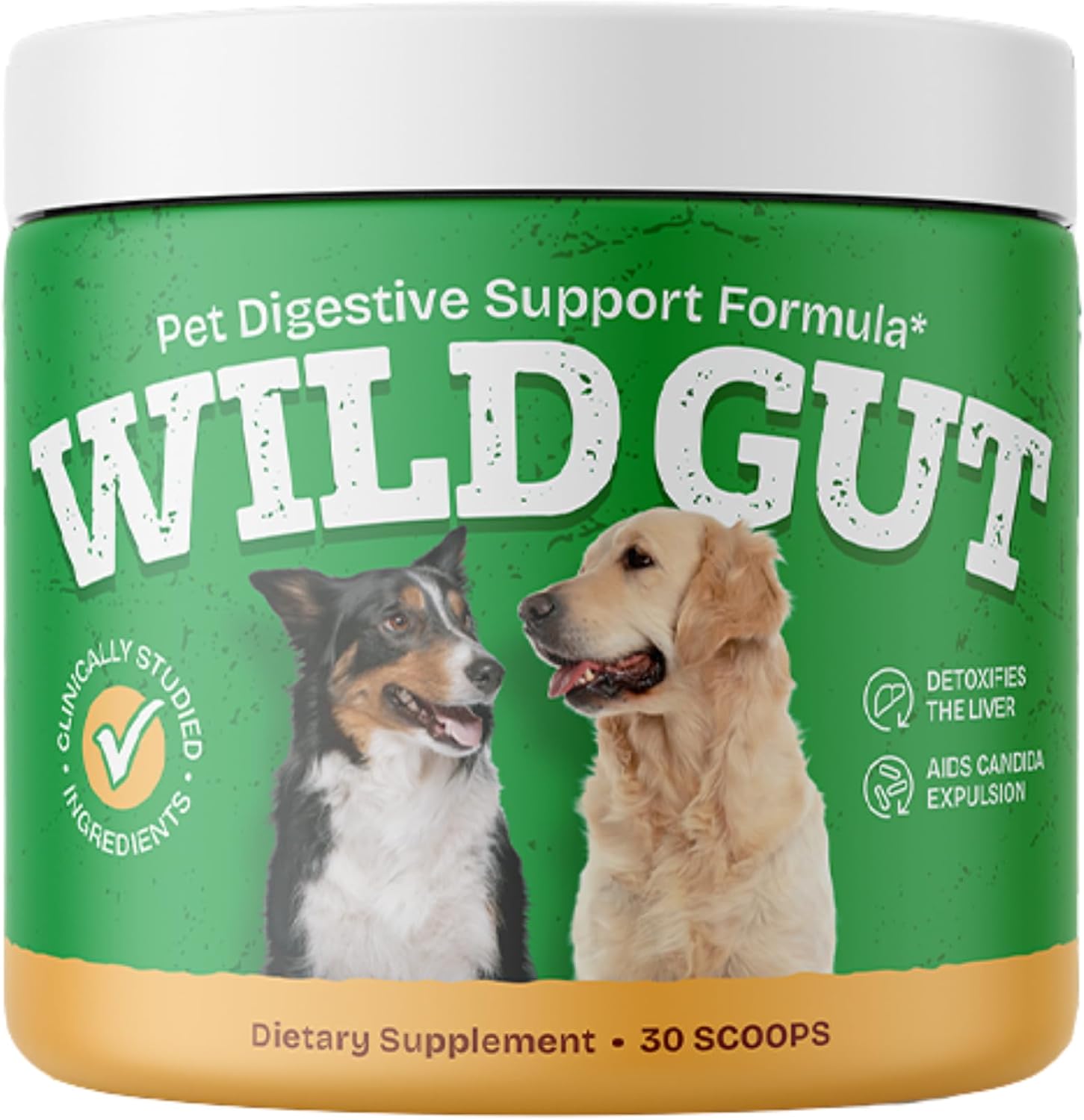 Wild Gut - Probiótico Natural para Perros y Gatos | 8 Cepas Probióticas | 3 Botes