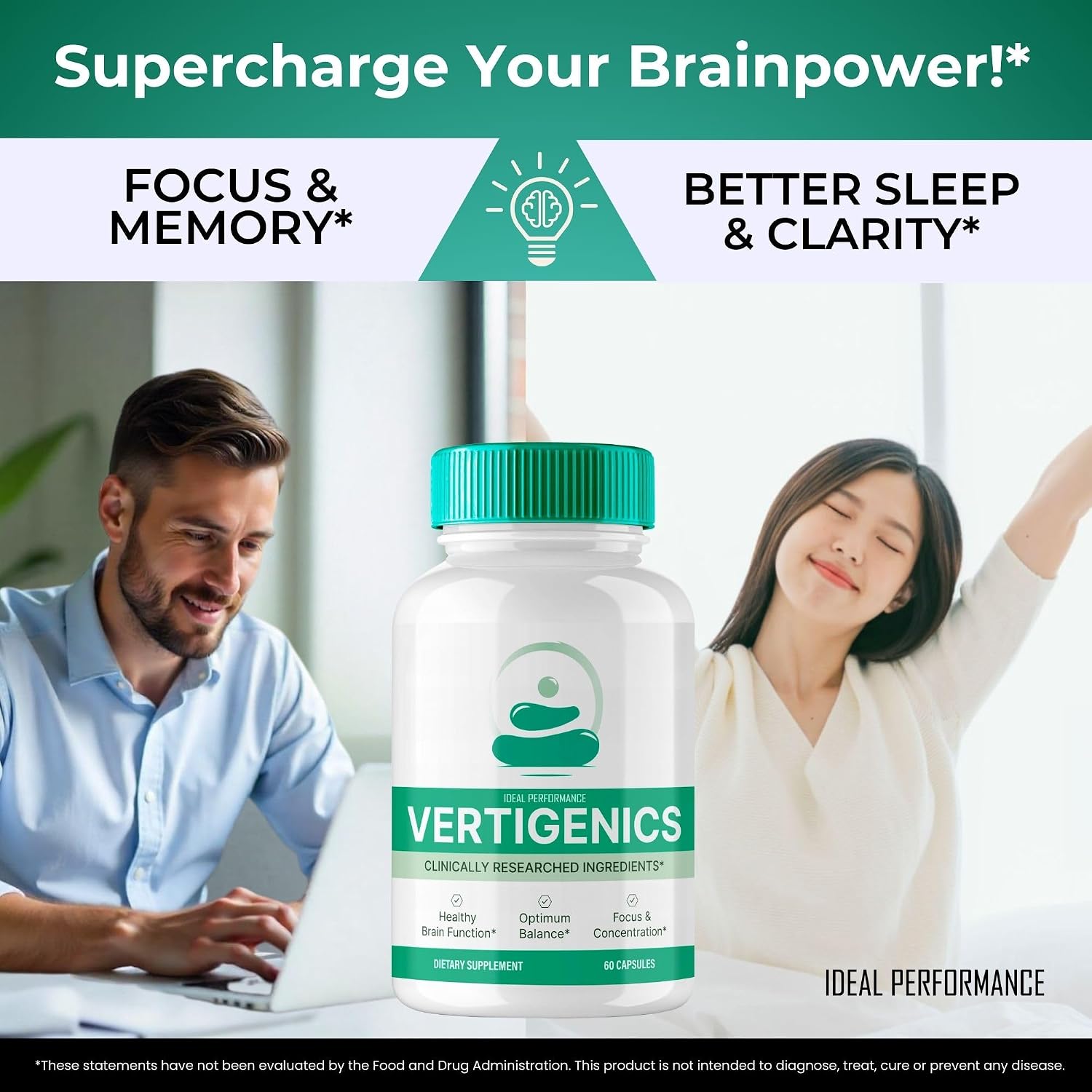Vertigenics Brain Supplements for Memory and Focus Capsules (5 Pack)