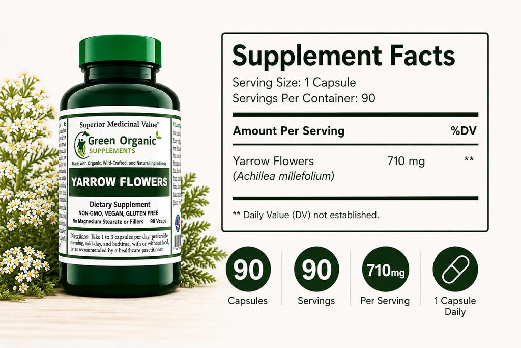 Yarrow Flower, 90 VCaps, Non-GMO, Gluten-Free, (Pack of 1)
