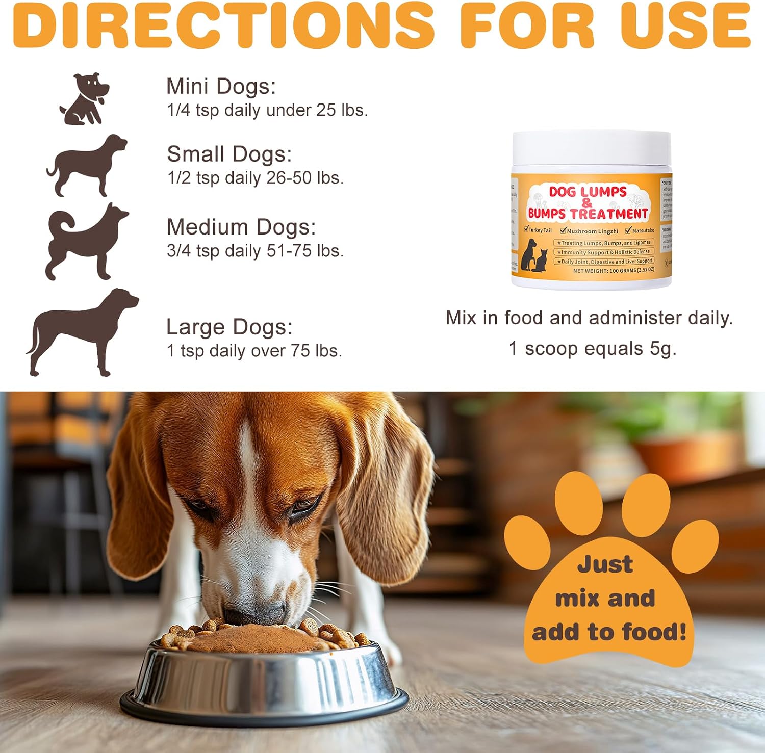 Suplemento de Hongos en Polvo para Perros – Apoyo Digestivo e Inmunológico, Movilidad Mejorada, 100 g