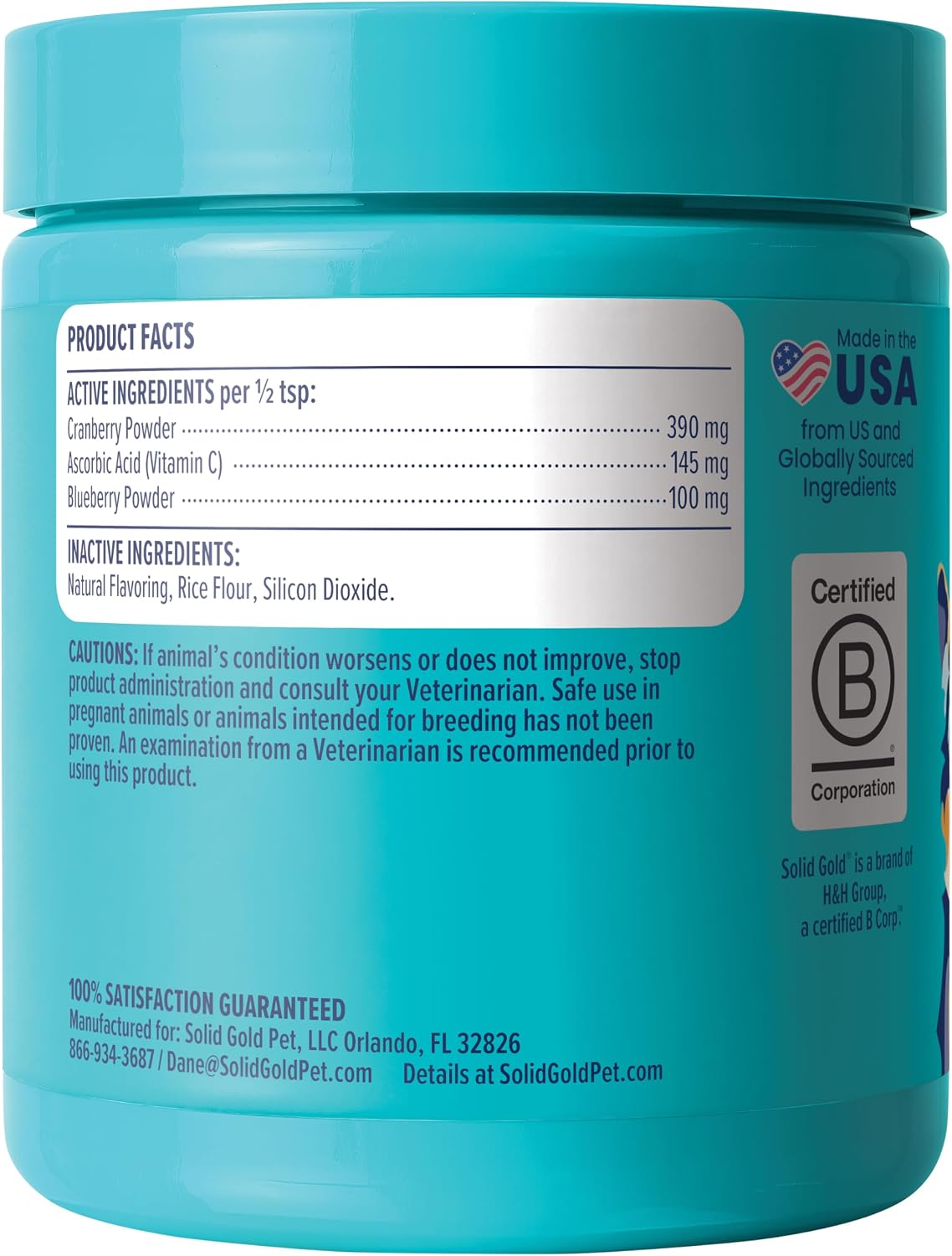 Solid Gold Berry Balance - Suplemento de Arándano Rojo para Perros con Antioxidantes (Polvo 100g, Sabor Arándano)