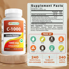 Best Naturals Vitamin C 1000 mg con Rosa Mosqueta y Bayas, 240 Comprimidos