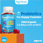 Feel Great Gominolas Probióticas Orgánicas para Niños - Sabor Fresa - 30 unidades