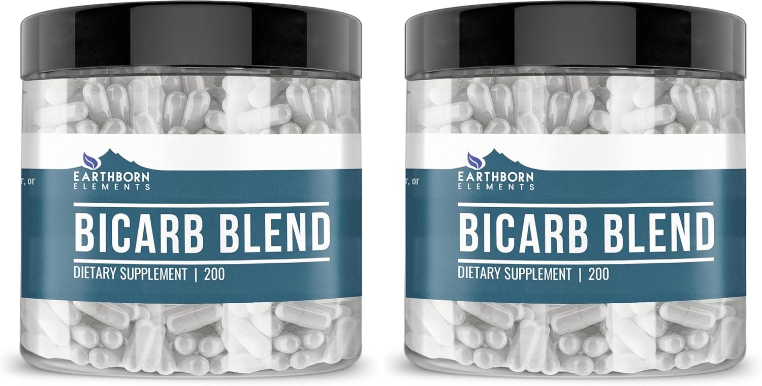 Earthborn Elements Bicarb Blend 200 Cápsulas, Puro y Sin Diluir, Sin Aditivos