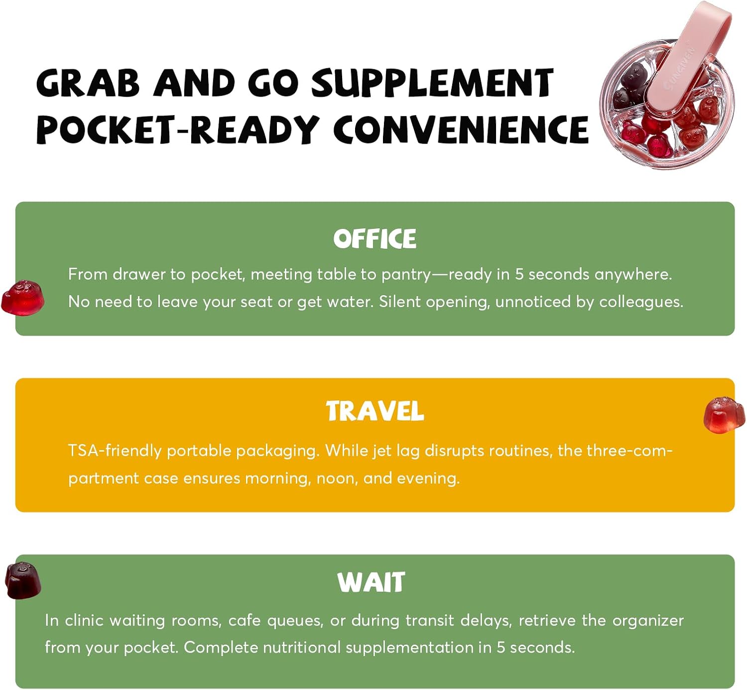 Women's Multivitamin Gummy Pack, 3 Support for Hair Skin Nails Sleep Daily Health, Vitamins A, D, C, E, Biotin, Ashwagandha, Folic Acid, Adult Chewable Vitamin, Berry Flavor, 15 Day Supply - 90 Count