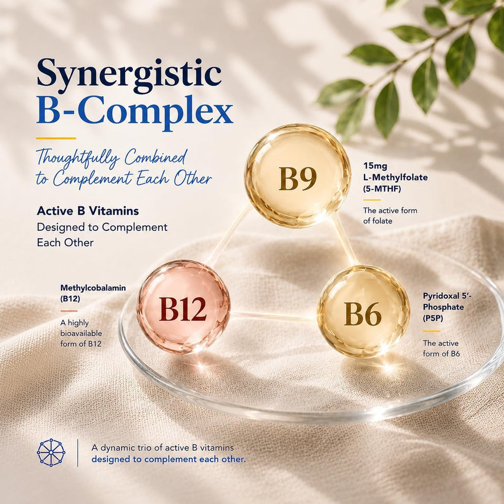 Basigano 15 mg L-Metilfolato (5-MTHF) con Vitaminas B6 y B12 – 60 Cápsulas Vegetarianas
