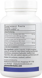 Patient One Metabolic Care | Complemento para Apoyar la Respuesta Inflamatoria Saludable y la Salud Cardiaca | con Aceite de Pescado, CLA y Aceite de Borraja | 240 Cápsulas