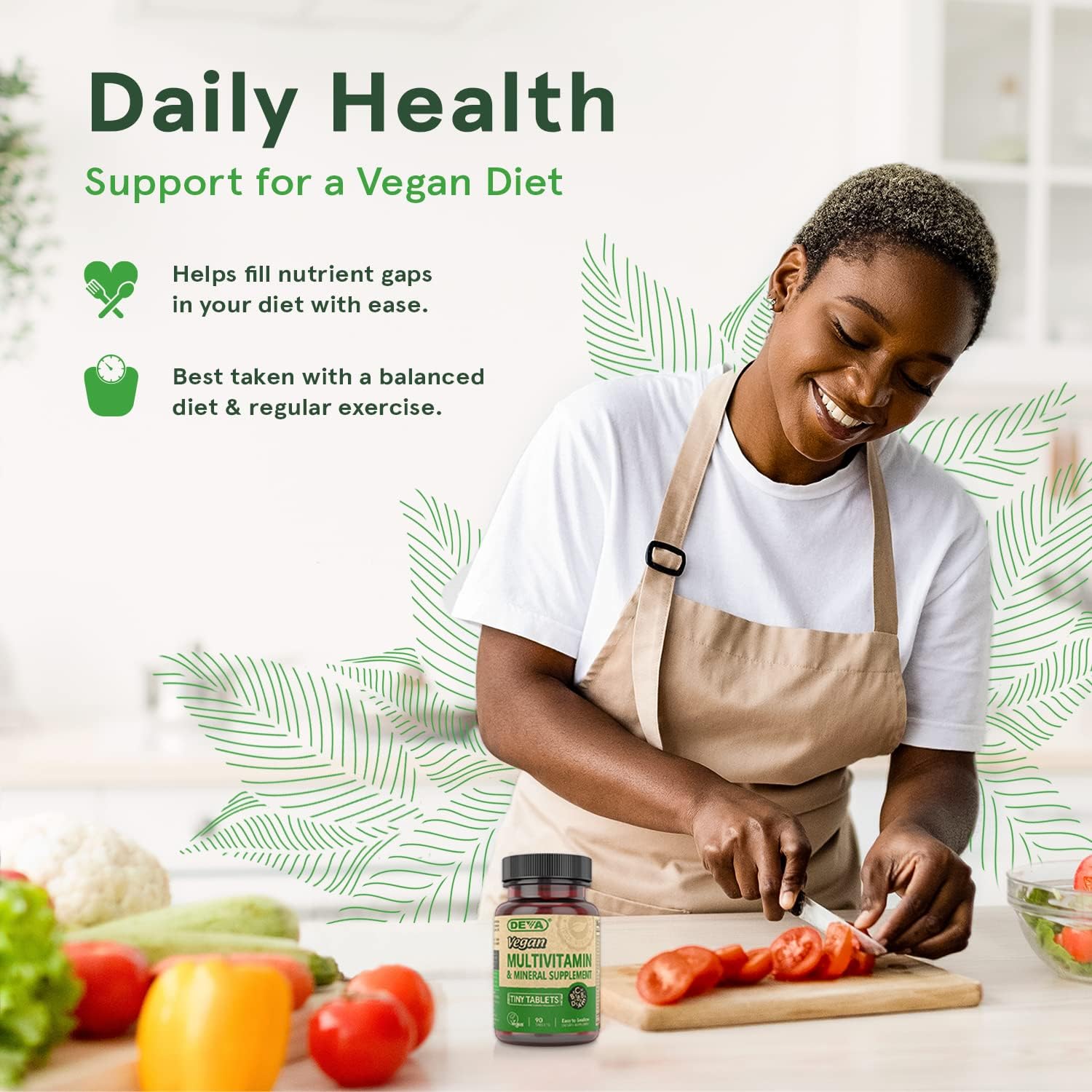 DEVA Mini Comprimidos Multivitamínico Vegano para Hombres y Mujeres (2 Paquetes, 90 Comprimidos cada uno) con Hierro, Vitamina C, E, Complejo B y Zinc