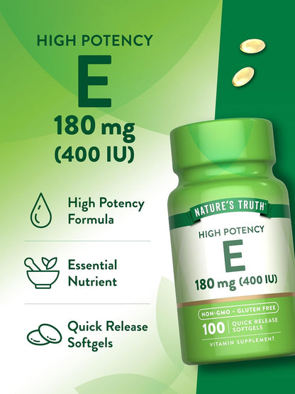 Nature's Truth Vitamina E 400 IU (180 mg) - 100 Cápsulas Blandas – Image 5