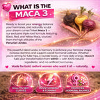 Maca 3 Cápsulas – Mezcla de Raíz de Maca Negra, Roja y Amarilla – Equilibrio Femenino y Apoyo Corporal Natural – Fórmula Herbal