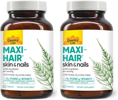 Country Life Maxi-Hair Suplemento con – La biotina contribuye al mantenimiento de la piel en condiciones normales. – Image 10