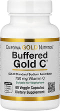 California Gold Nutrition Buffered Gold C, Ascorbato Sódico (Vitamina C), 60 Cápsulas Vegetales