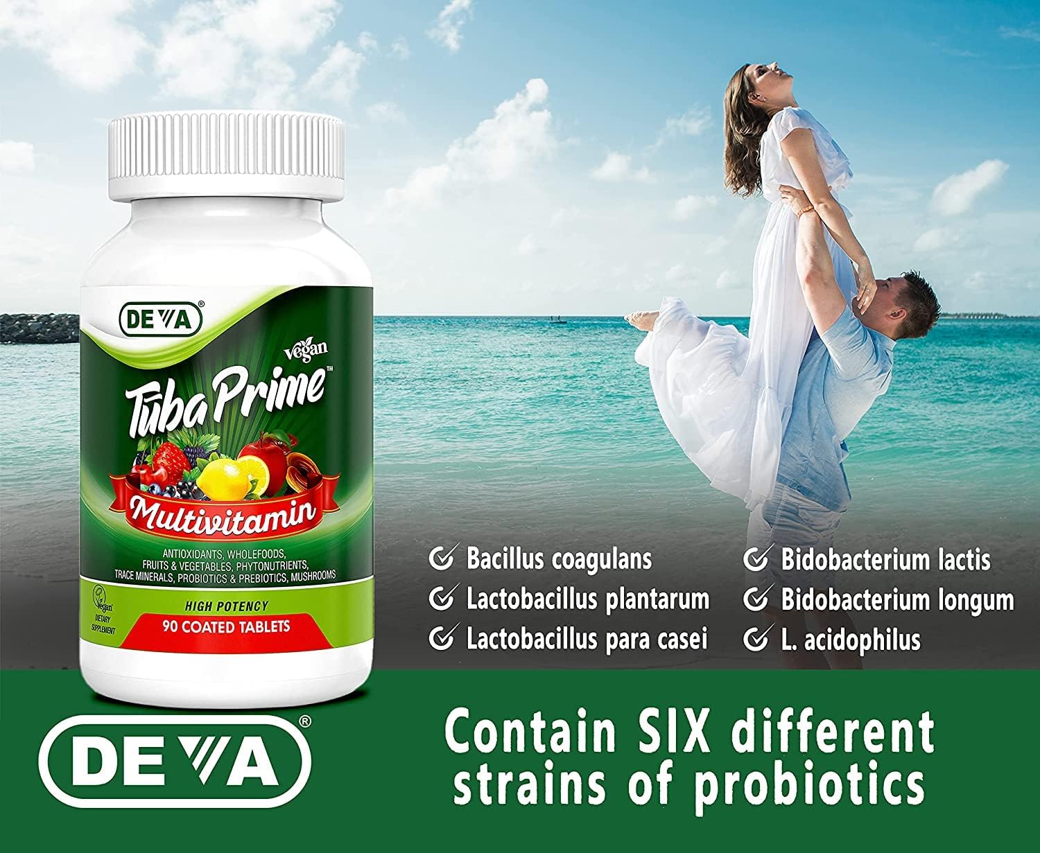 DEVA Tuba Prime Multivitamínico Vegano de Alta Potencia - 90 Comprimidos (2 Unidades)