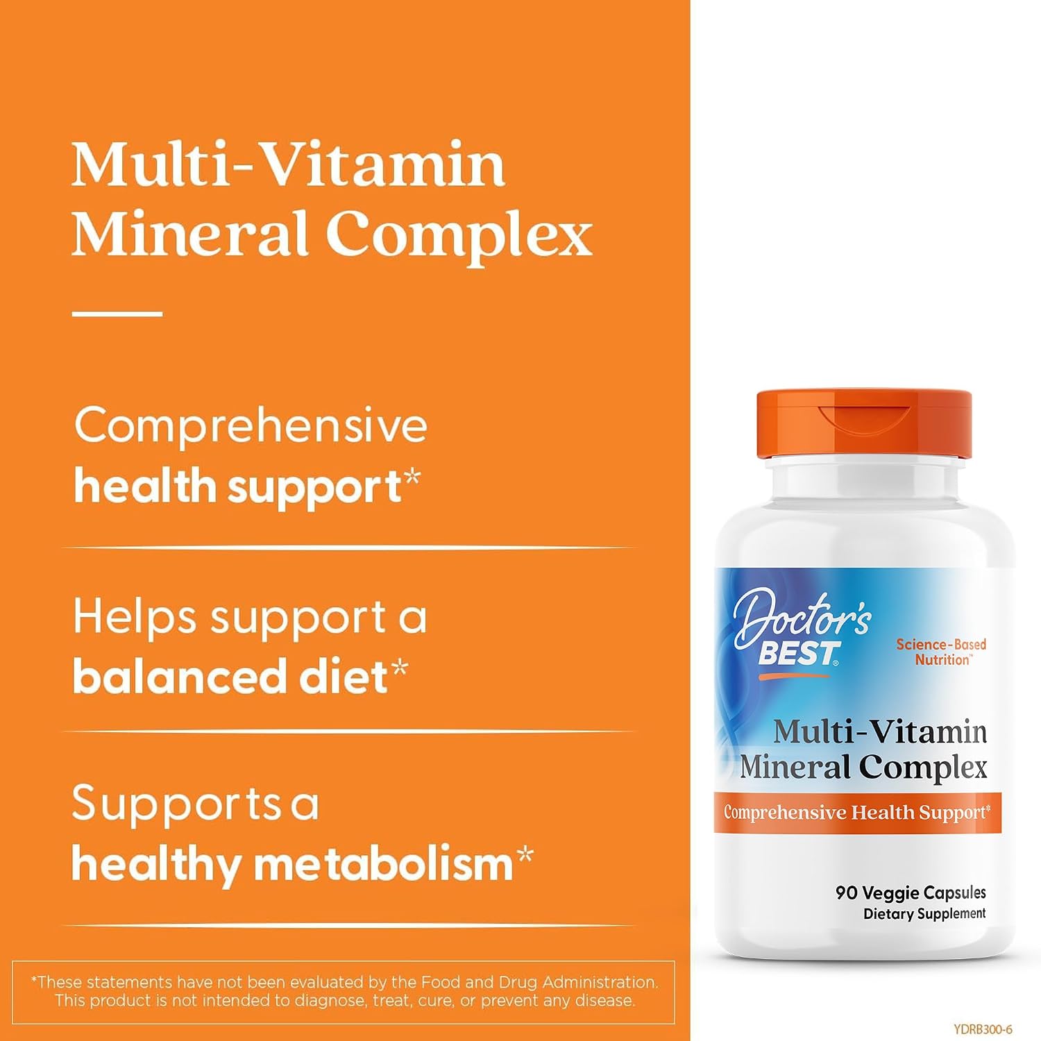 Doctor's Best Multi-Vitamin & Mineral Complex - Daily Vegan Multivitamin for Women & Men, Vitamins A, C, D3, E, K2, Riboflavin & Niacin, Adult Supplement, Non-GMO - 90 Veggie Capsules