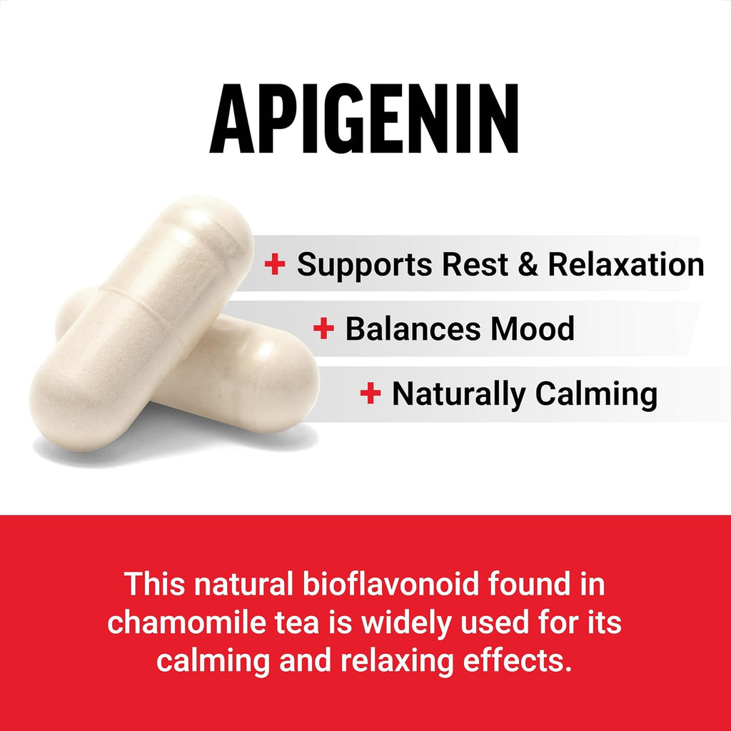 Force Factor Apigenin 50 mg, 60 cápsulas – Suplemento para la relajación y el estrés