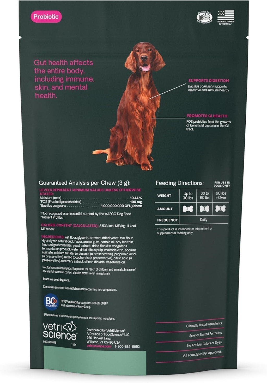 VetriScience Probiotic Everyday Masticables para Perros, Sabor Pato, 45 unidades