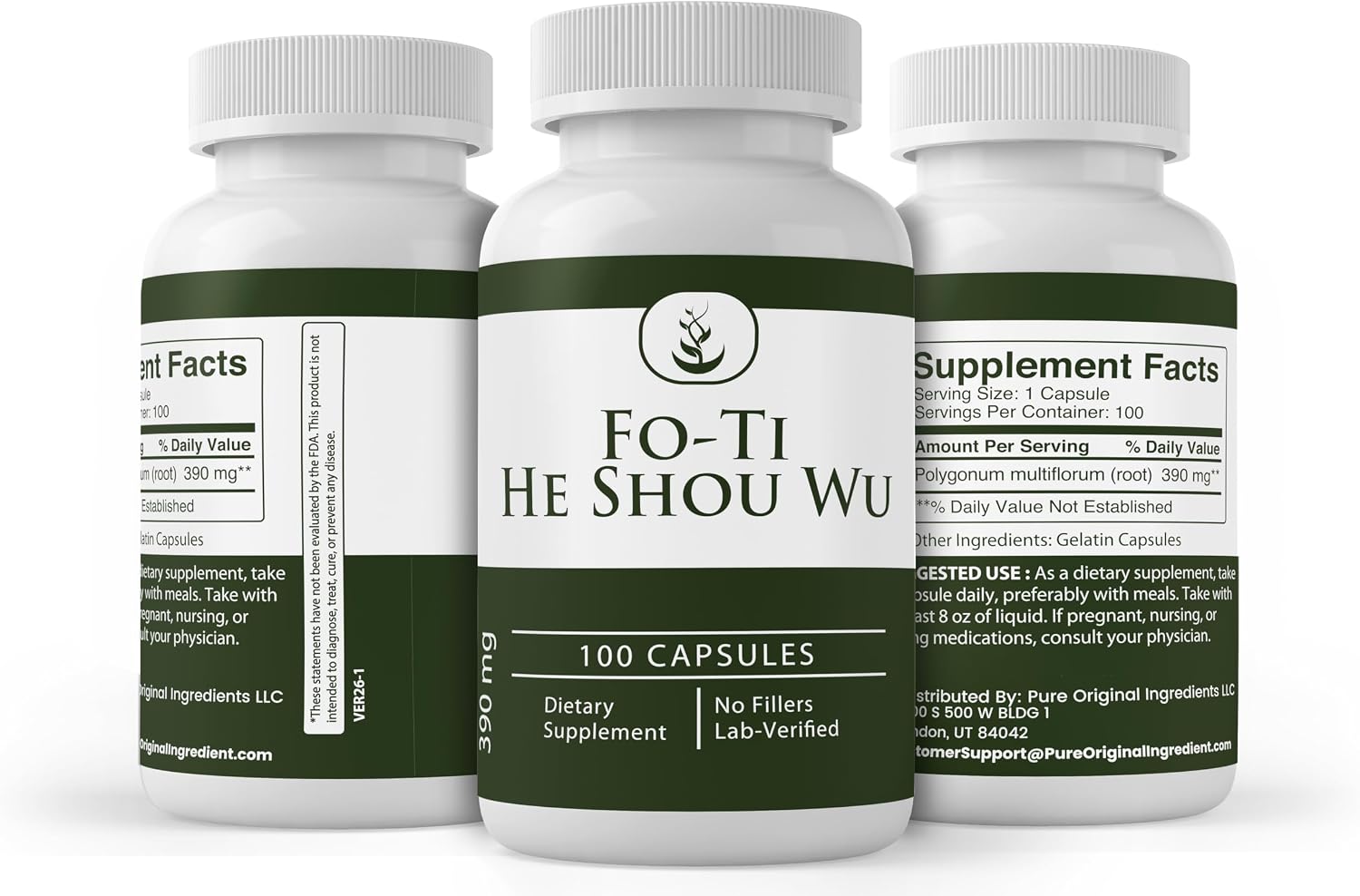 Pure Original Ingredients Fo-Ti (He Shou Wu) - 100 Cápsulas