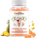 Wellcatcher Gominolas Premium de Equilibrio Femenino - Probiótico de Piña Hawaiana para pH Vaginal e Inmunidad - 60 Gominuelas Veganas Sin Gluten Sin Azúcar